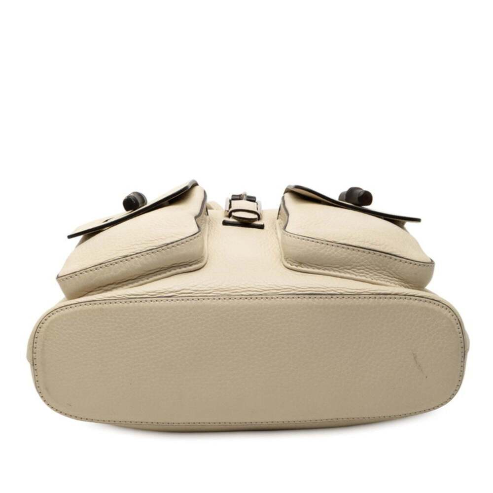 GUCCI Authentic White Leather Bamboo Backpack - Picture 3 of 7